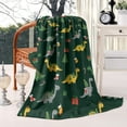 thumbnail image 2 of Dark Green Dinosaurs Christmas Pattern Blanket,Comfortable Soft Lamb Wool Throw Blanket,All Season,Warm Lightweight Blankets for Sofa Bed Couch Living Room Chair,40"x50", 2 of 4