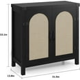 thumbnail image 2 of Senfot Sideboard Buffet Cabinet, Accent Cabinet with Shelves and Strong Wood Legs, Farmhouse Storage Cabinet with Rattan Doors, Small Console Cabinet for Bedroom, Living Room, Entryway, Black, 2 of 6