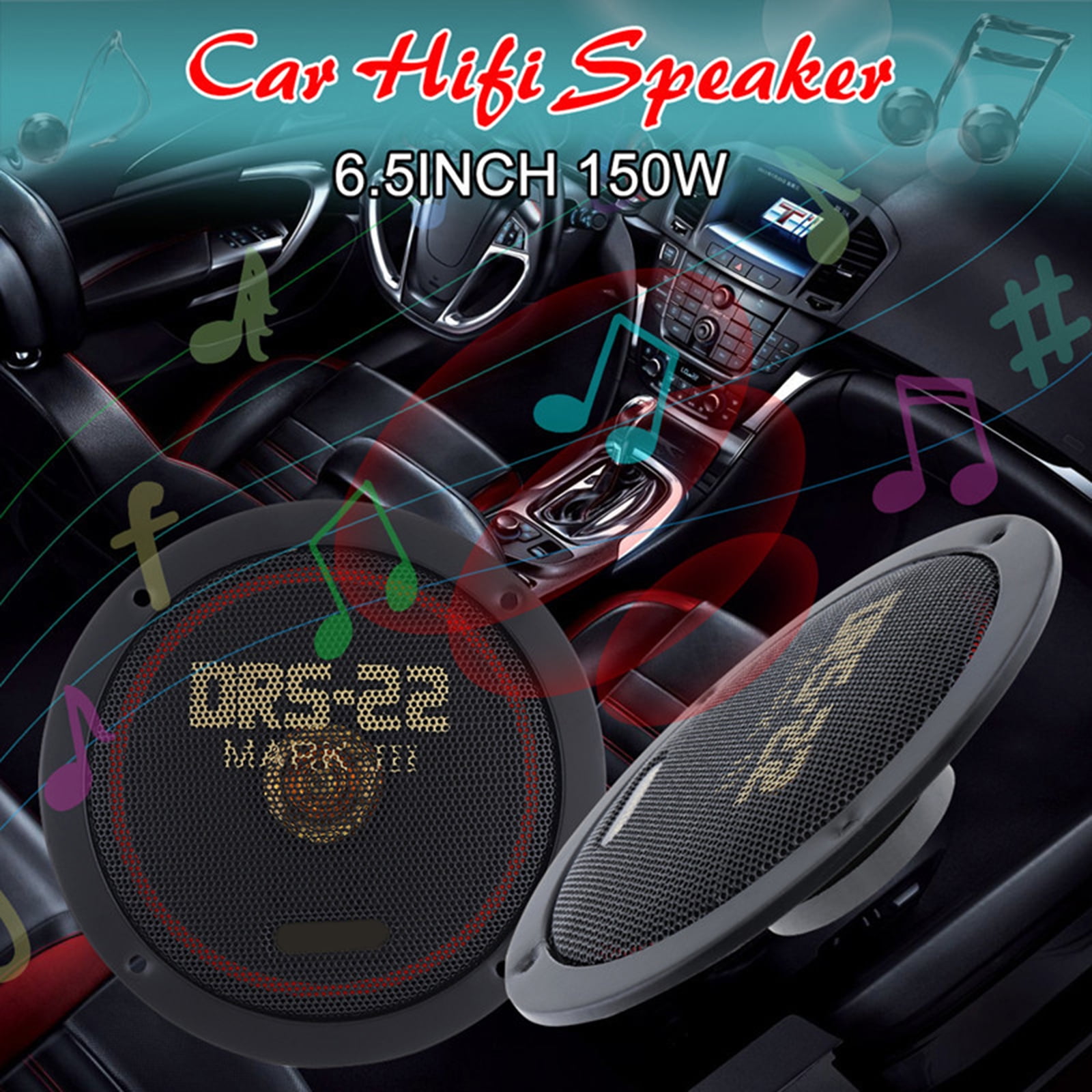 1Pair 6.5 Inch Car HiFi Coaxial Stereo Speakers 150W Auto Door Music Full Ranges Frequency