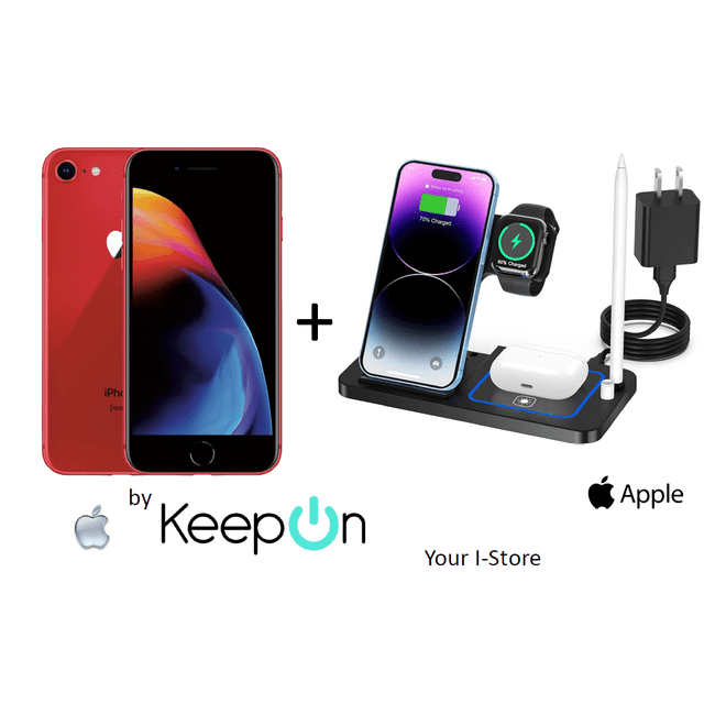 IPHONE 8 64 (Incluye Estacion Inalambrica KeepON de carga rapida 4 en 1 ) RED ROJO Apple REACONDICIONADO