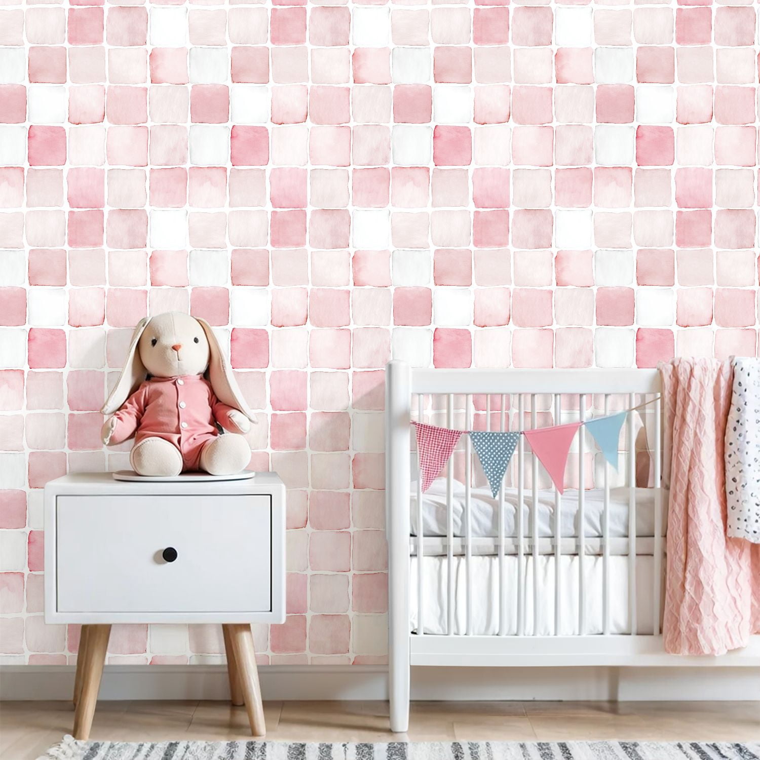 Pastel Peel and Stick Wallpaper Serene Pastel Pink White Geometric Curved Edges Wall Mural 23.6in x 9.8ft Self Adhesive Removable Wall Paper Renter Friendly Wallpaper for Girls Bedroom Classroom