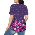 thumbnail image 4 of Tnhcen Chemises Décontractées à Manches Courtes Col Rond pour Femmes - Blouse Plissée à Imprimé Floral avec Ajustement Régulier Doux pour Usage Quotidien et Voyage P-2TG, 4 of 7