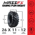 thumbnail image 2 of MASSFX 26x11-12 Rear Tire - Durable 6 Ply with 1/2" Direction Tread Design for ATV & UTV, 2 of 9