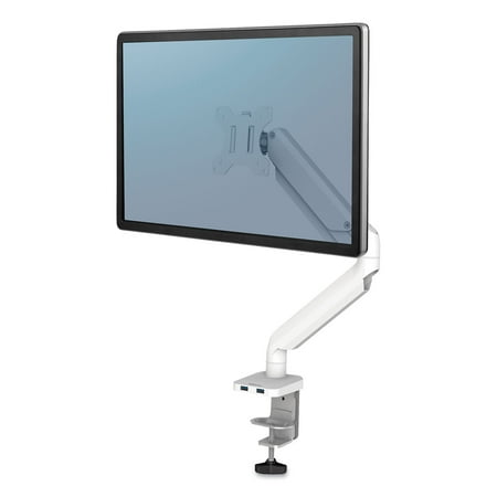 UPC: 0043859764198 | Fellowes Mfg. Co. Platinum Series Single Monitor Arm For 27 Monitors 360 Deg Rotation 45 Deg Tilt 180 Deg Pan White Supports 20 Lb