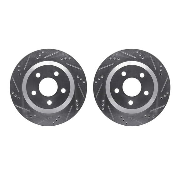 Dynamic Friction Company Rear Brake Rotors-Drilled and Slotted-Silver 7002-52020