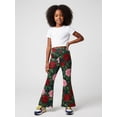 thumbnail image 4 of 9-10Y Girls Colored Flared Pants Digital Print Trousers Slim-Fit Wide Leg Flare for Spring Summer Autumn, 4 of 6