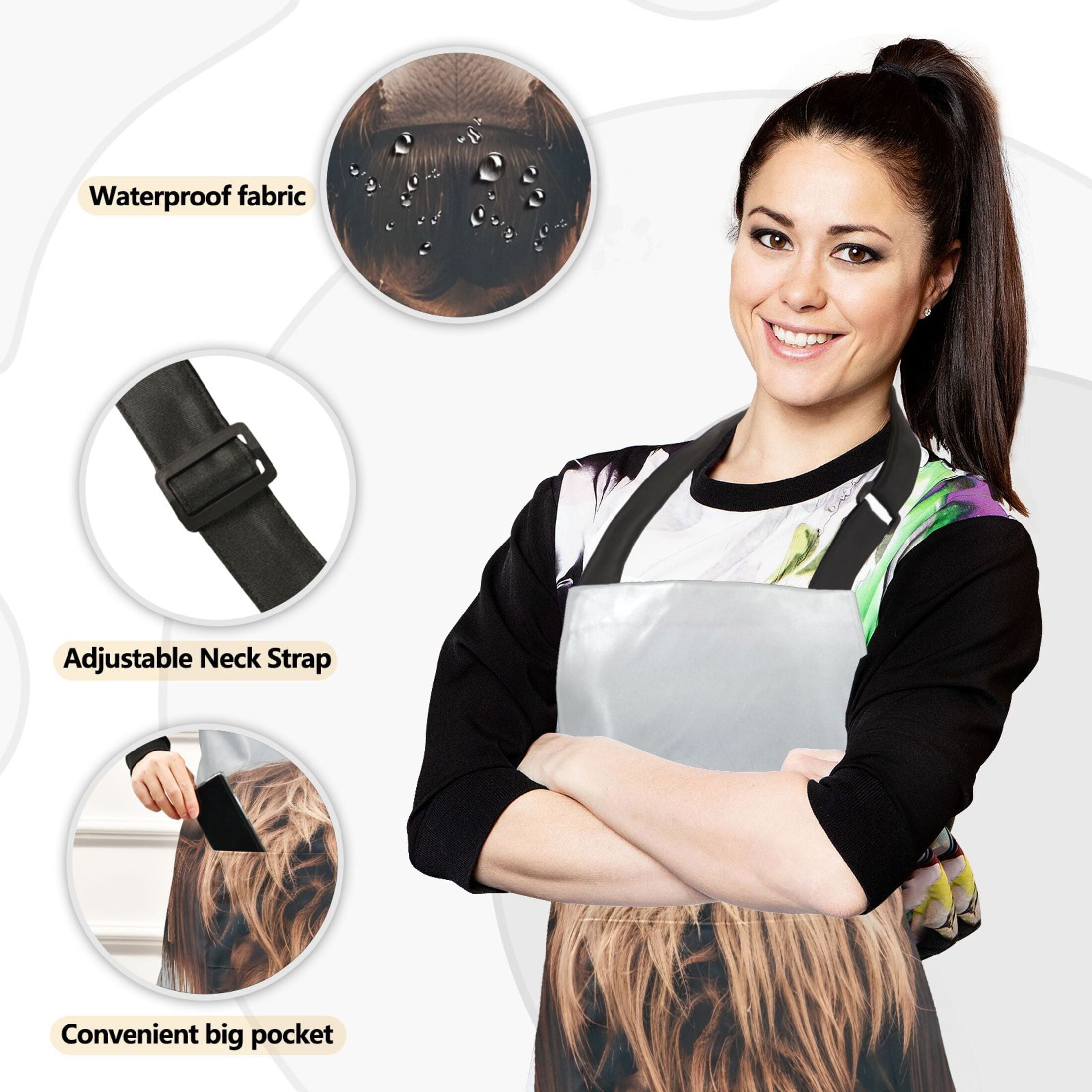 Ryvnso A Highland Cow Kitchen Apron Oven Mitts Set Pot Holders