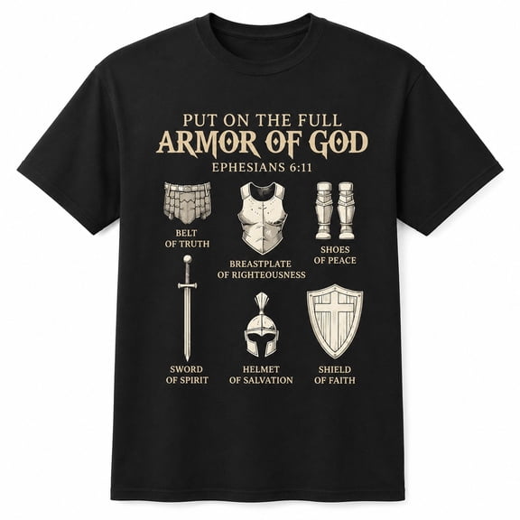 Christian Armor of God T-Shirt, Ephesians 6:11 Graphic Tee, Unisex Classic Fit