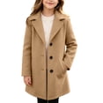 thumbnail image 4 of Chiccall Girls Notched Lapel Mid Length Coat Buttons Pockets Elegant Fall Winter Party Casual Outer Coat for Kids, 4 of 7