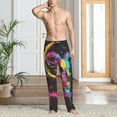 thumbnail image 6 of Lsque Neon Gothic Skull Moon Print Men's Pajama Pants, Lounge Pant - Comfortable Home Wear,Elastic Waistband, Stylish Design-Small, 6 of 9