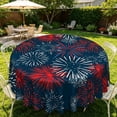 thumbnail image 4 of Mantel redondo con estampado de estrellas patrióticas – Cubierta de mesa de poliéster resistente a derrames para cocina, comedor y decoración de fiestas., 4 of 6