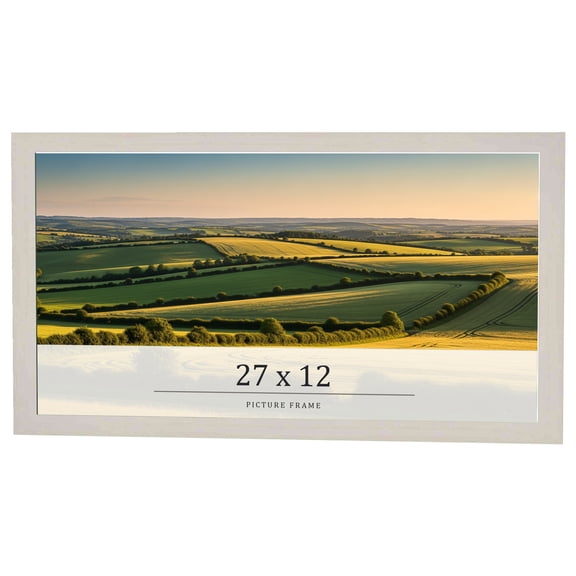 27x12 Frame White Wheat Solid Wood Picture Frame | Moulding Width 0.75 Inches | Interior Depth 0.5