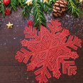 thumbnail image 2 of Snowflake Placemats Set of 6, Christmas Placemats Decorations Snowflake Tablemats Hollow Out Design Round Mats Dining Table Setting Kitchen for Christmas Wedding(Red), 2 of 5