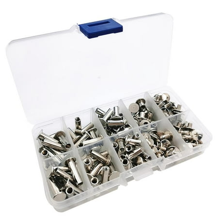 

80 Sets Round Flat Head Chicago Screws Carbon Steel Binding Screws Set for Scrapbook Photo Albums Binding Leather Craft