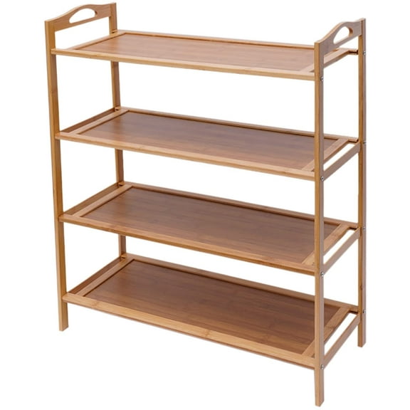 MONIPA 4-Tier Bamboo Shoe Rack, Free Standing Shoe Racks Stackable Shoe Shoe Tower Shelf Storage Organizer Storage Rack for Entryway Hallway Closet
