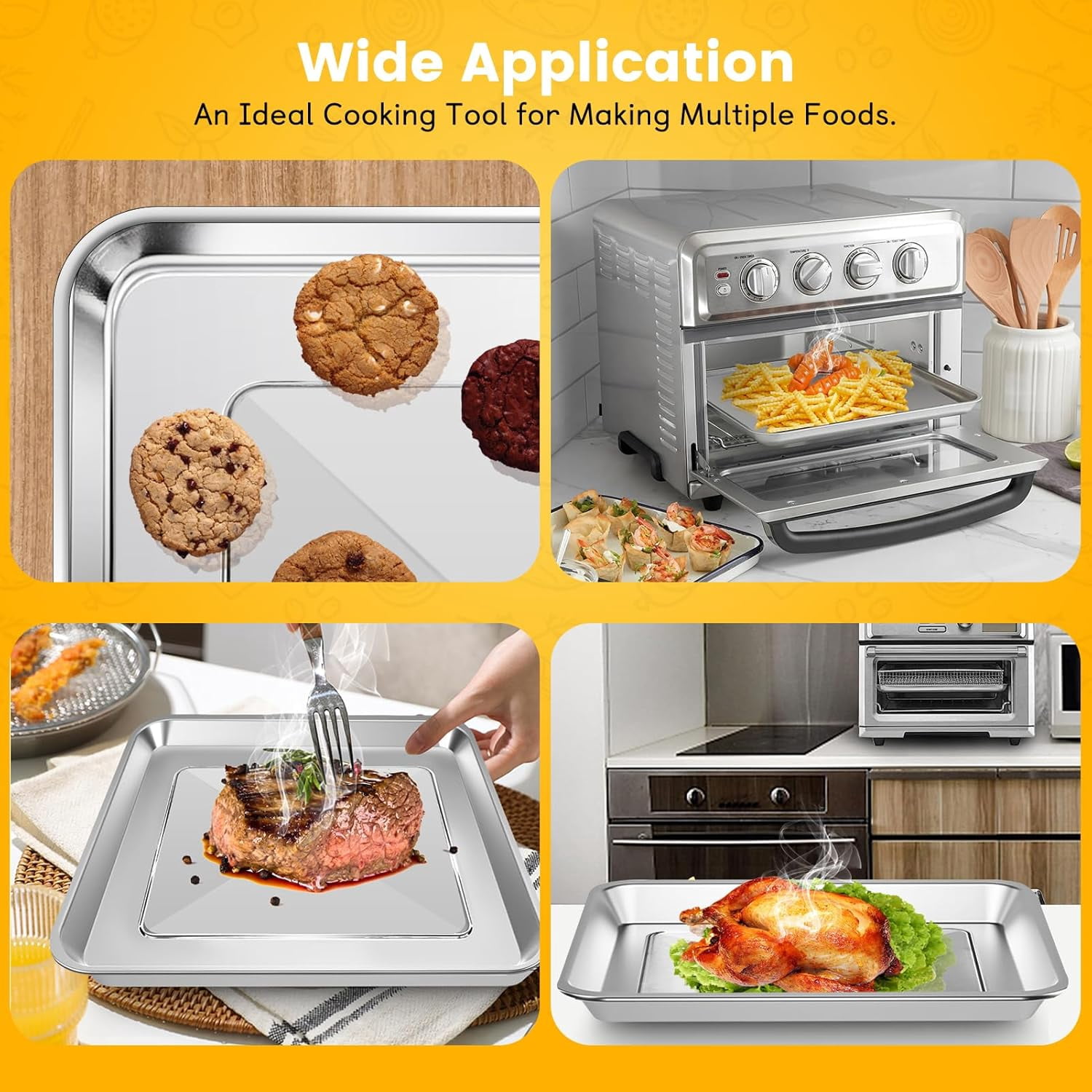 Air Fryer Tray Replacement for Cuisinart TOA-60 TOA-65 TOA-70 Toaster Air Fryer Convection Oven, 12.4 * 11''Mesh Air Fryer Steel Basket Wire Rack Accessories Parts, Dishwasher Safe