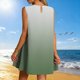 thumbnail image 3 of Vestido Corto para Mujeres Verano Moda Casual Impreso Lado Plisado Cuello Redondo sin Mangas, 3 of 7