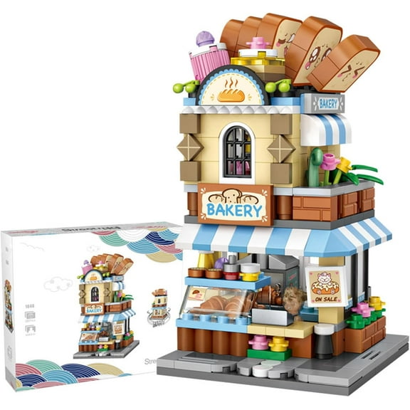 SKQIT Mini City Shop Street View Building Blocks Model Set,Creative DIY Simulation Architecture Collection Particle Construction Building Bricks Toy for Adult Home Decor