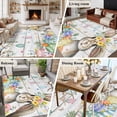 thumbnail image 5 of Area Rug for Living Room, Gray Easter Bunny Non-Slip Indoor Large Carpet for Bedroom/Dining Room, Spring Easter Eggs Floral Wooden Washable Low-Profile Rectangle Floor Runner Rugs - 5 x 7 Ft, 5 of 8