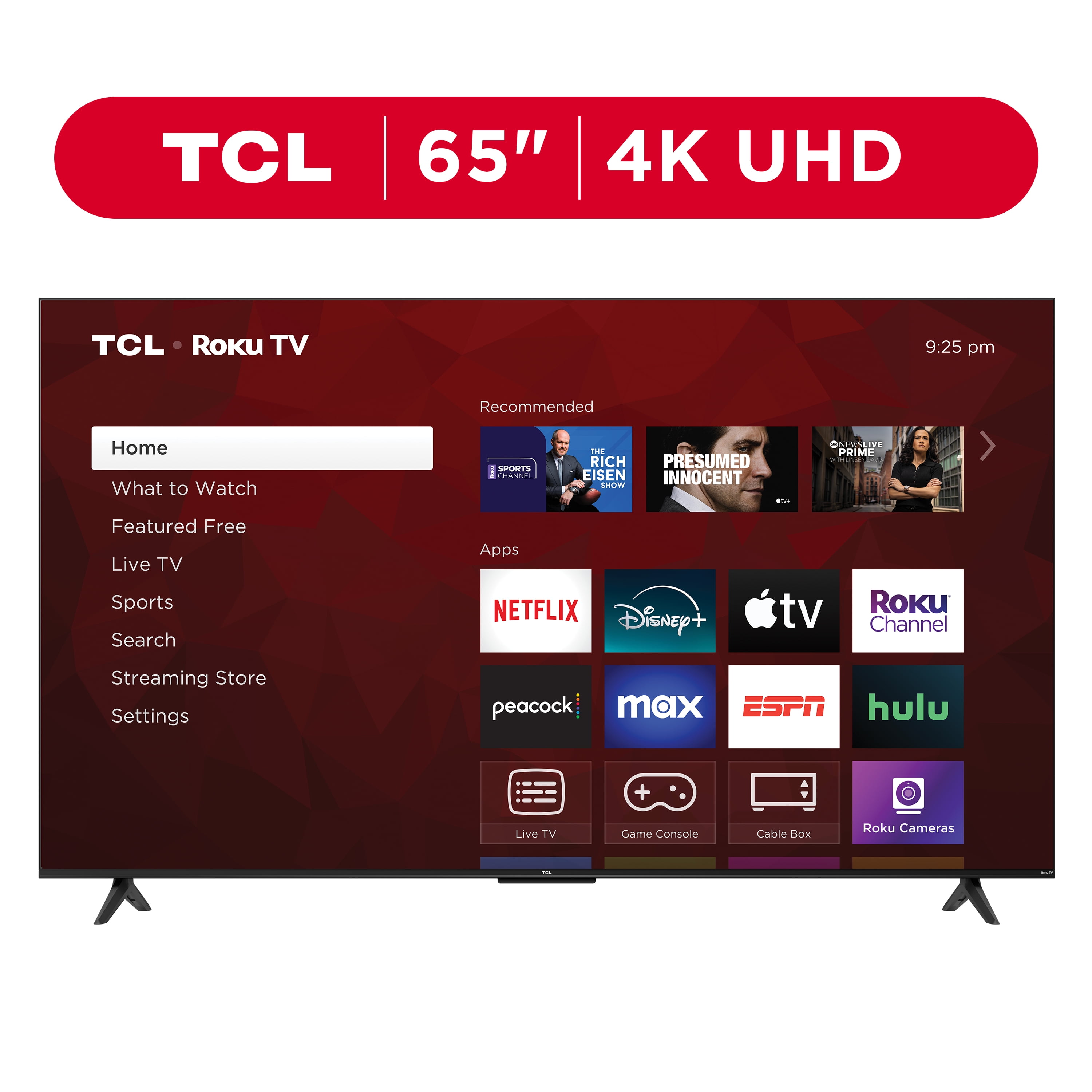 TCL 65” Class S4 (65S41BR) 4K UHD HDR LED Smart TV with Roku