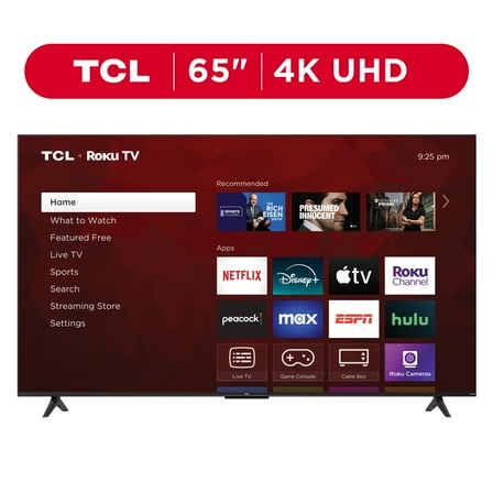 TCL 65” Class S4 (65S451) 4K UHD HDR Smart TV with Roku TV
