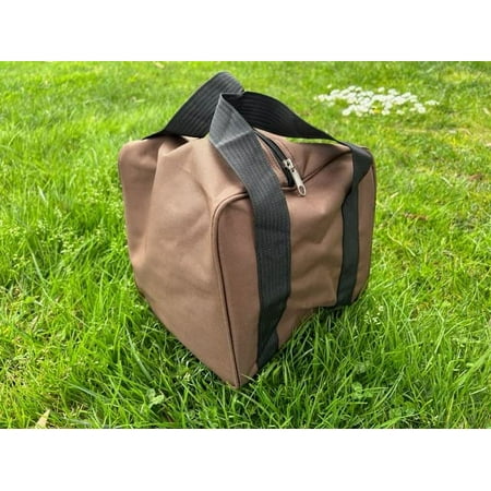BuyBocceBalls Listing -Heavy Duty Nylon Bocce Bag - Dark Brown with Black Handles (Fits Eight 110mm Bocce Balls or Smaller)