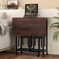 thumbnail image 4 of Costway Ensemble de Table à Manger Roulante 3 Pcs Table de Cuisine Extensible 2 Tabourets avec Porte-Bouteilles Brun Rustique, 4 of 10