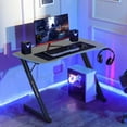 thumbnail image 2 of CL.HPAHKL 39.4 Inch Gaming Table, Ergonomic PC Gaming Desk with Headphone Hook Z-Shaped Gaming Computer Desk with Adjustable Leveling Foot Spacious Desktop for Gamer Room, Workstation, Bedroom, Blue, 2 of 7