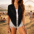 thumbnail image 3 of cocolona Vest for Women Notch Lapel Fringe Sleeveless Cropped Jacket Vacation Party Trendy Outerwear, 3 of 6