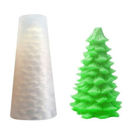 

Qisuw 3D Christmas Tree Fondant Mold Soft Mould for Chocolate Candy Sugar Cake Decoration Cupcake Topper Polymer Clay Reusable