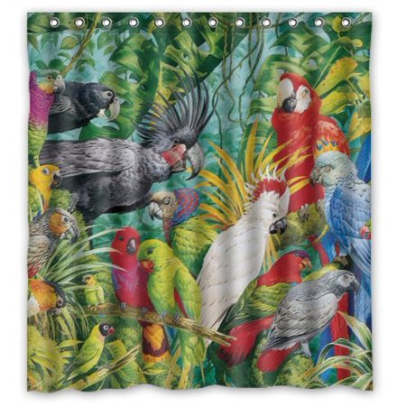 Hellodecor Parrot Bird Shower Curtain Polyester Fabric Bathroom