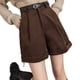 thumbnail image 3 of Pantalones cortos de pierna ancha de verano para mujer, pantalones cortos holgados de cintura alta para viajes y banquetes para niñas, ropa de Prendas para la parte inferior del cuerpo Marrón S Minnieouse AP019284-01, 3 of 6