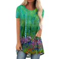 thumbnail image 1 of Blouses à Manches Courtes pour Femmes Blouses d'Été Imprimées Col Rond Ample Pull Manches Courtes Blouse Femmes Manches Courtes Blouse Femmes Manches Courtes Blouses pour Femmes, 1 of 1