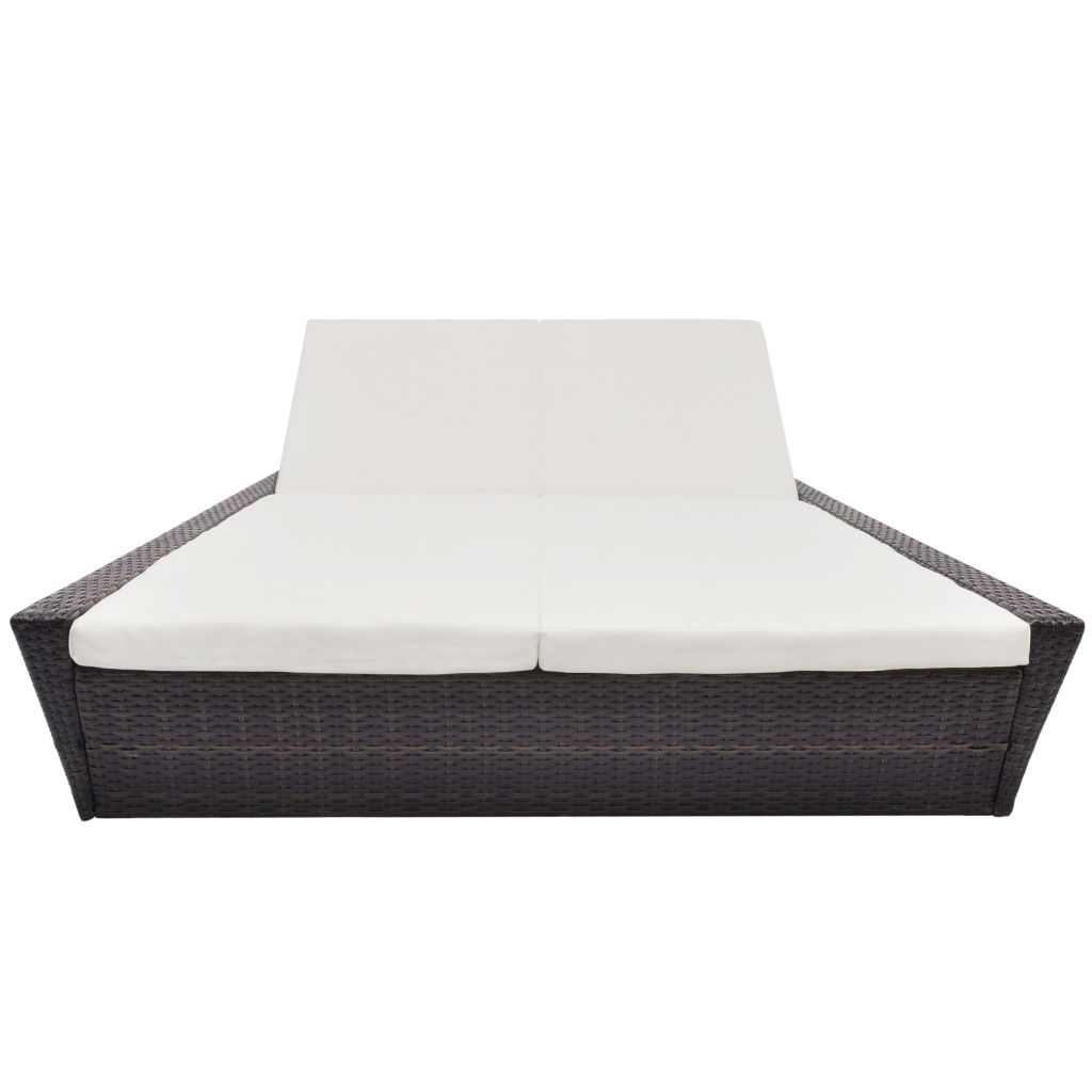 Kepooman Outdoor Adjustable Poly Rattan Daybed with Cushion for Patio Beach, Brown Kepooman Outdoor Adjustable Poly Rattan Daybed with Cushion for Patio Beach, Brown