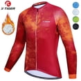 thumbnail image 2 of X-TIGER - Maillot de ciclismo de invierno para hombre, manga larga, forro polar térmico, ropa antibolitas para bicicleta, abrigo para bicicleta de carreras, 2 of 5