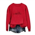 thumbnail image 2 of Enjoytime Valentine's Sweatshirt for Women Heart Printed Crewneck Long Sleeve Tops Cute Casual Pullover Sweatshirts Red L, 2 of 6