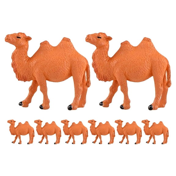 LOLIPPYY 6 Pcs Resin Camel Figurines Hand Painted Camel Figurine Miniature Animal Statue Wildlife Animal Model Cake Toppers Collection Home Table Decor