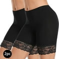 thumbnail image 2 of Posijego 2 Pack Lace Slip Shorts for Women High waist cotton boyshorts under dress Seamless underwear, 2 of 3