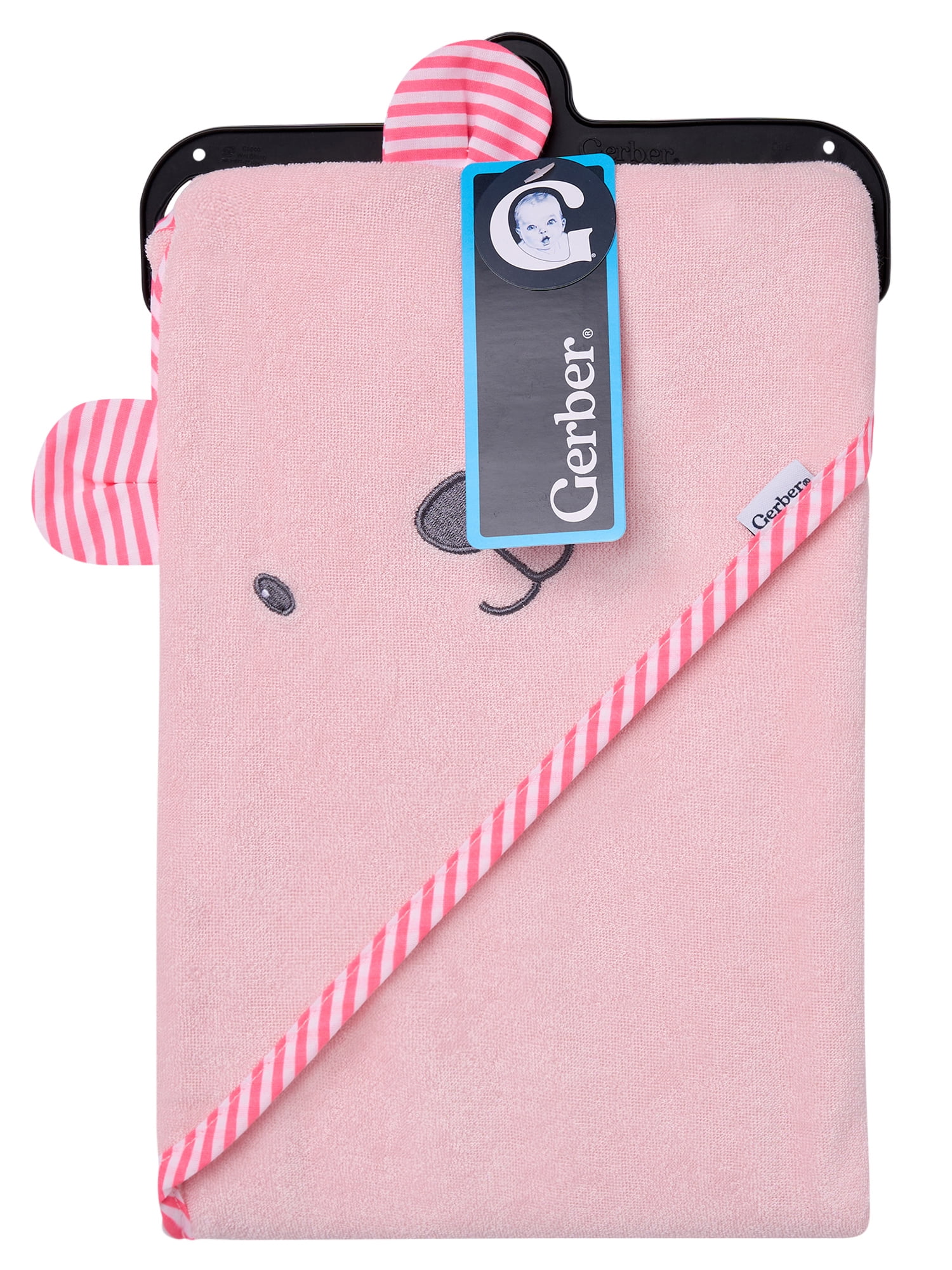 Gerber Baby Girl Pink Absorbent Hooded Towel, One Size