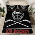 thumbnail image 2 of Manfei Ice Hockey Twin Sheet Sets,Kids Game Gaming Twin Fitted Sheet,Hockey Helmet Flat Sheet For Teens,Breathable Bedroom Decoration,3pcs, 2 of 7