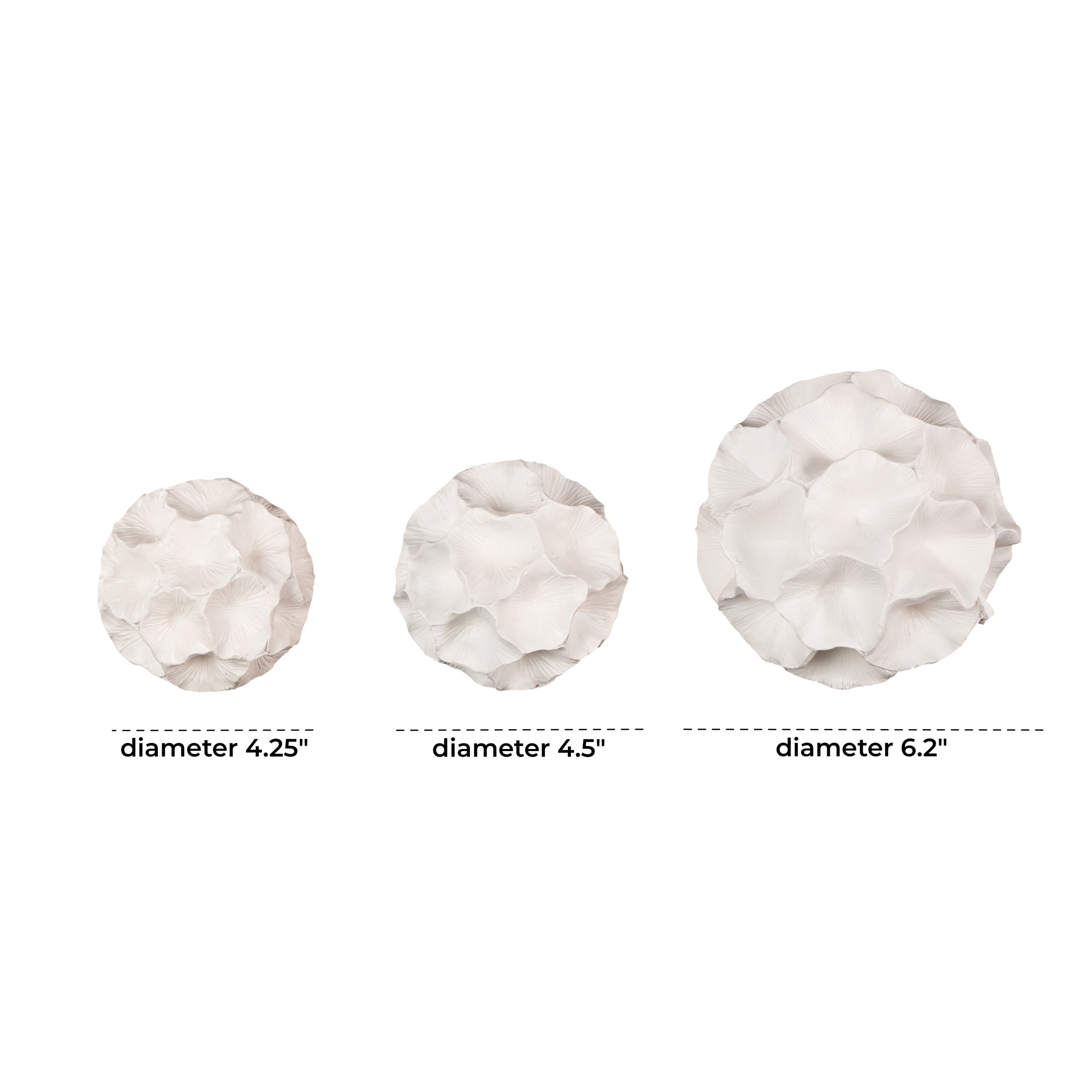 DecMode White 6" Floral Resin Orbs & Vase Filler with Varying Sizes (3 Count)