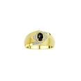 thumbnail image 1 of RYLOS Mens Rings 14K Yellow Gold Ring 6X4MM Oval Shape Gemstone & Diamond Ring Black Star Sapphire March Birthstone Rings For Man Gold Rings Size 8, 1 of 7