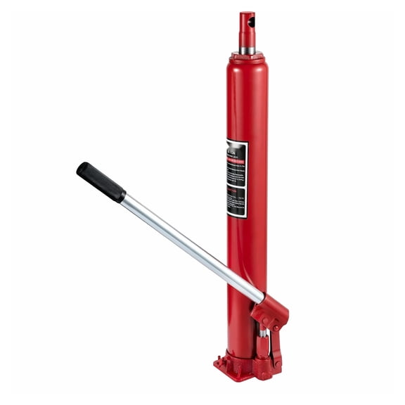 Hydraulic Long Ram Jack 4 Ton 8818lbs Capacity with Handle & Flat Base for Shop Cranes Engine Hoist Red