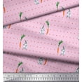 thumbnail image 3 of Soimoi Cotton Duck Fabric Carrot & Rabbit Dots Print Fabric by the Yard 56 Inch Wide, 3 of 3