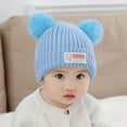 thumbnail image 2 of FAOWME Toddler Hat Girls Boys Knit Fall Winter Children Cute Warm Outwear Solid Color Cap Blue One Size, 2 of 4