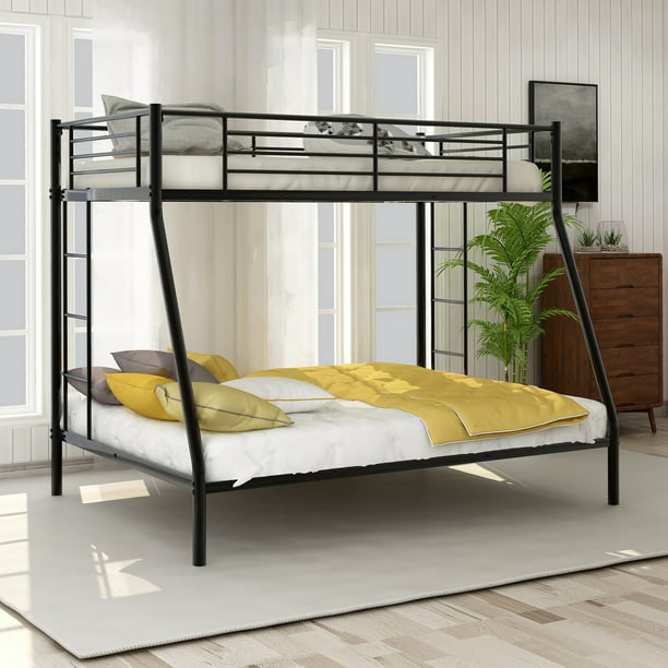 Full Metal Bunk Bed Black, Black Metal Bunk Bed Twin Over Full Size