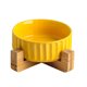 thumbnail image 1 of Cuencos de cerámica para perros y gatos Laklulu con soporte de madera, base antideslizante, plato para comida y agua para mascotas con peso, 1 of 5