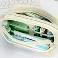 thumbnail image 6 of Large Capacity Multi Compartment Double Zipper Pencil Case Makeup Organizer Bag for Office Travel Stationery Storage 1-Pack, 6 of 6