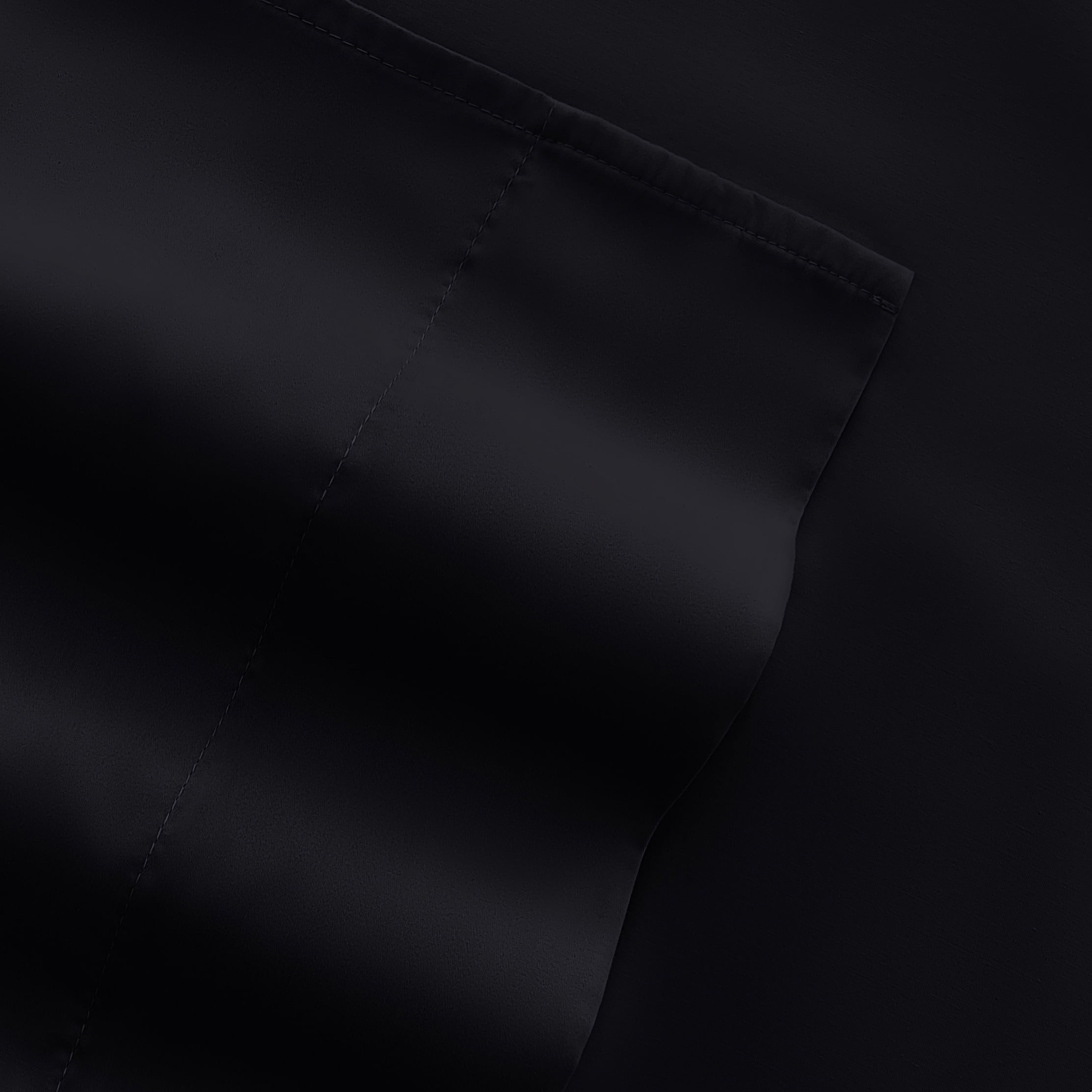 Queen, Black Solid Microfiber 6 Piece Bed Sheet Set, by Noble Linens