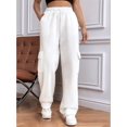 thumbnail image 4 of Womens Cargo Sweatpants Baggy Fleece High Waisted Joggers Sweat Pants Athletic Pants White XL, 4 of 8
